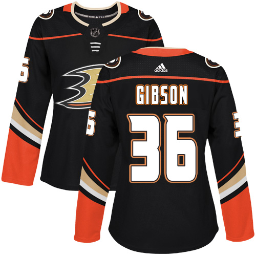 Adidas Anaheim Ducks #36 John Gibson Black Home Authentic Womens Stitched NHL Jersey